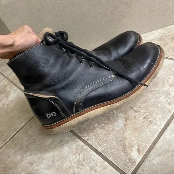 BEDSTU Mens Boots Sz 13 BLACK Distress LeatherVIBRAM Hand MadeMexico‎